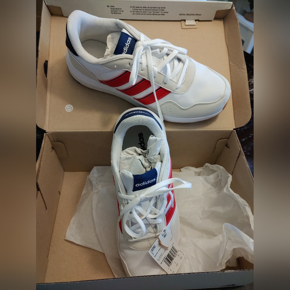 Size 5 Adidas White and Red Athletic Shoes